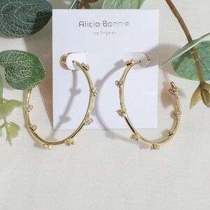 Alicia Bonnie Isabella Hearts Gold Clear Zirconia Hoop Earrings